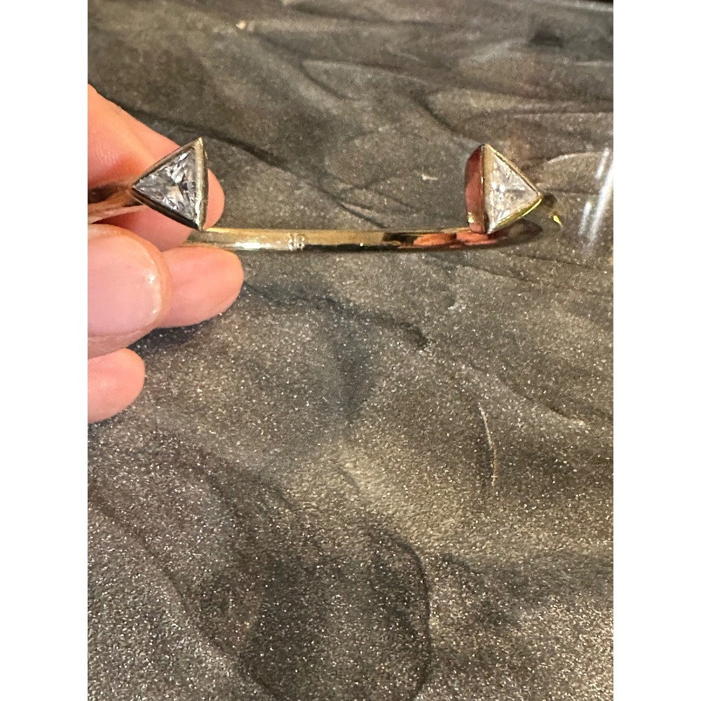 Banana Republic Gold Tone Triangle Crystal Open Cuff Bracelet Minimalist Jewelry